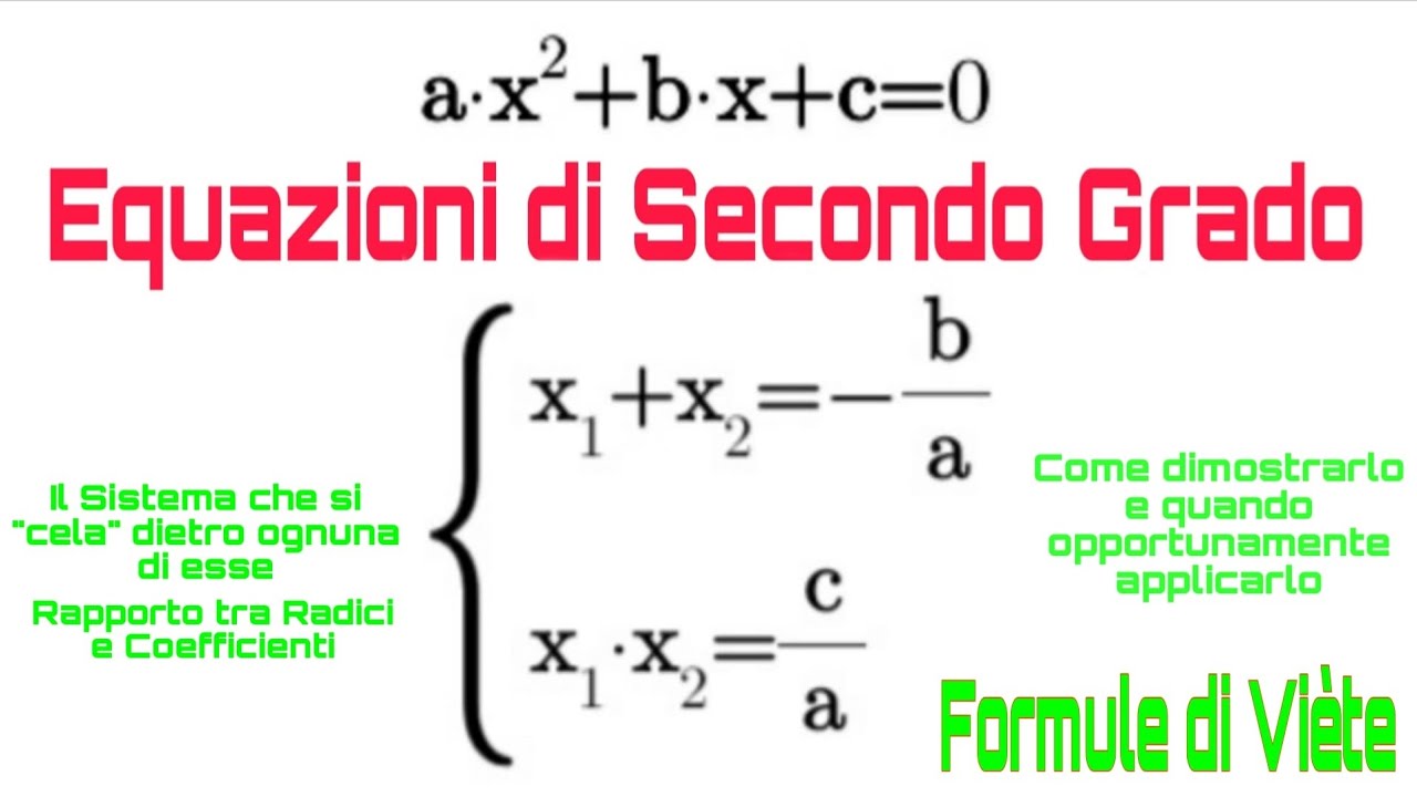 Relazione tra Soluzioni e Coefficienti nelle Equazioni di Secondo Grado. Formule di Viète