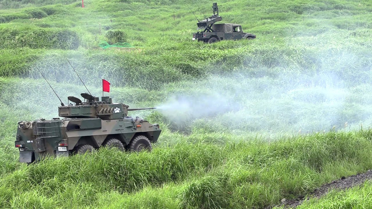 Japan's Komatsu Type 87 RCV 25mm Oerlikon KBA Autocannon Live Fire Reconnaissance and Patrol Vehicle