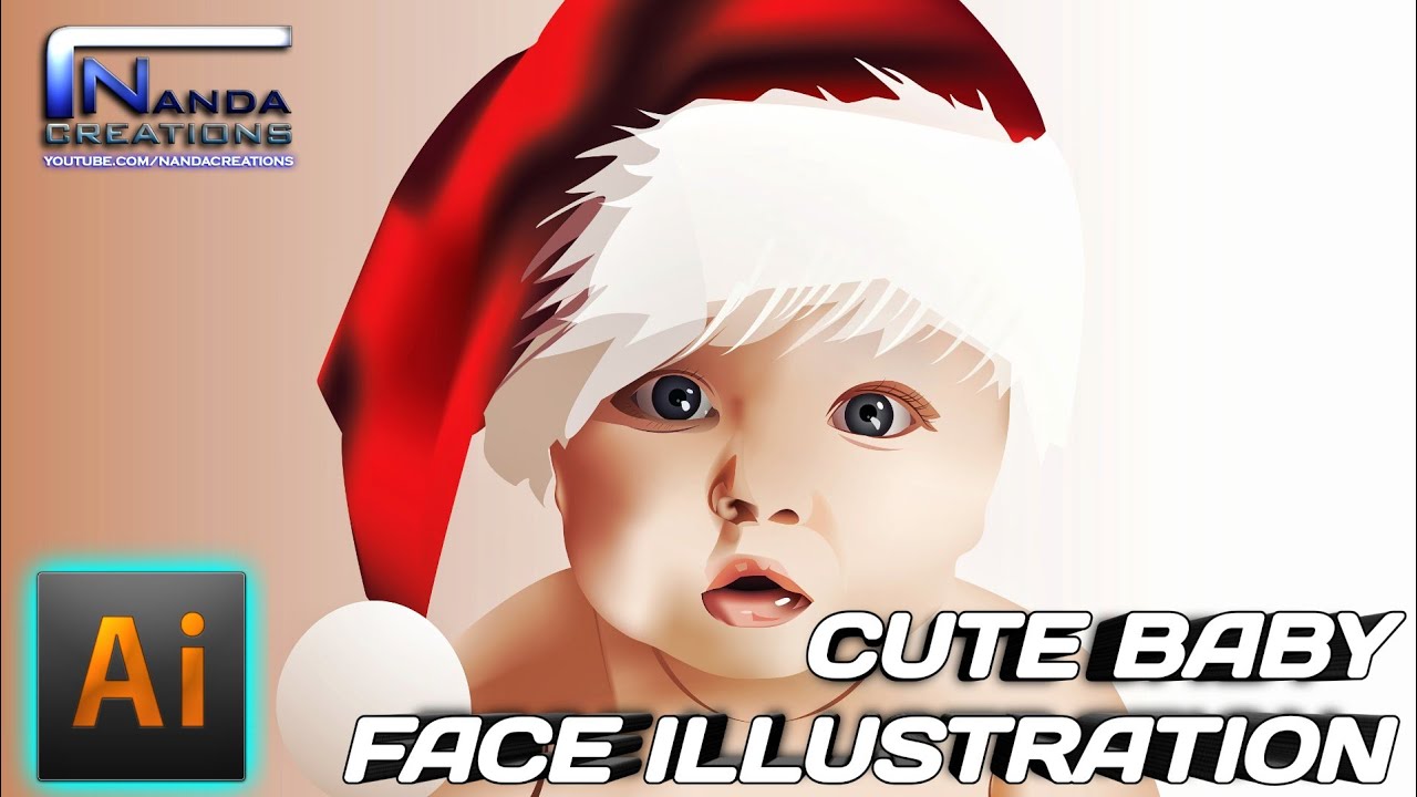 Adobe Illustrator 2020 tutorial | cute baby Face illustration vector art | Nanda Creations