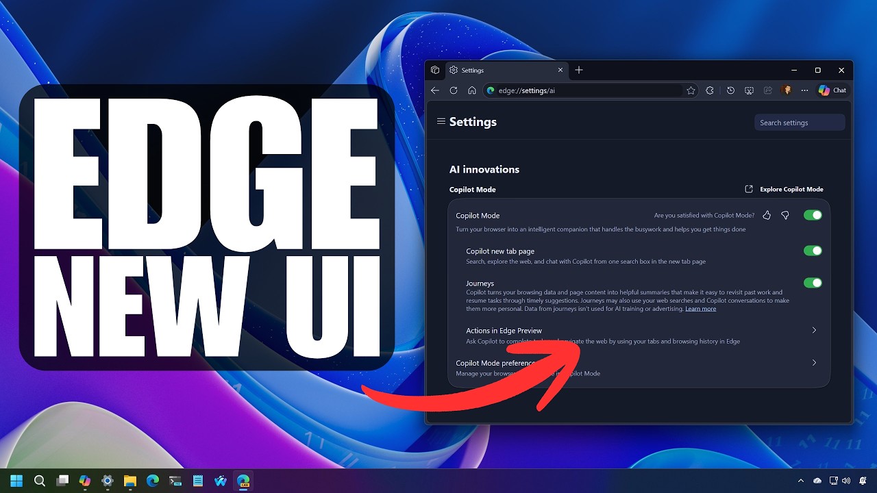 Microsoft Edge тестирует масштабное обновление пользовательского интерфейса, вдохновленное Copilo...