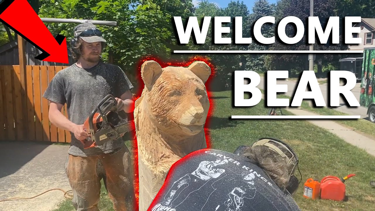 Front Yard Welcome Bear - Carving up Neighborhoods