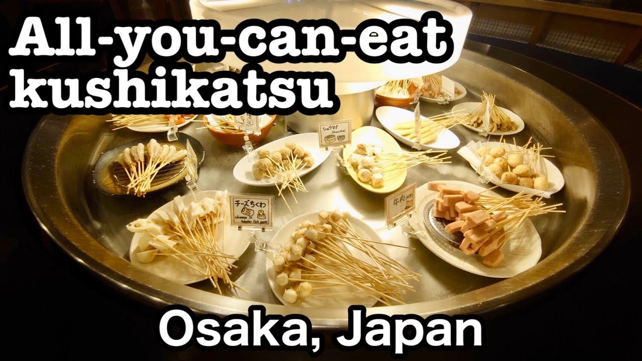 All-you-can-eat kushikatsu in Osaka, Japan