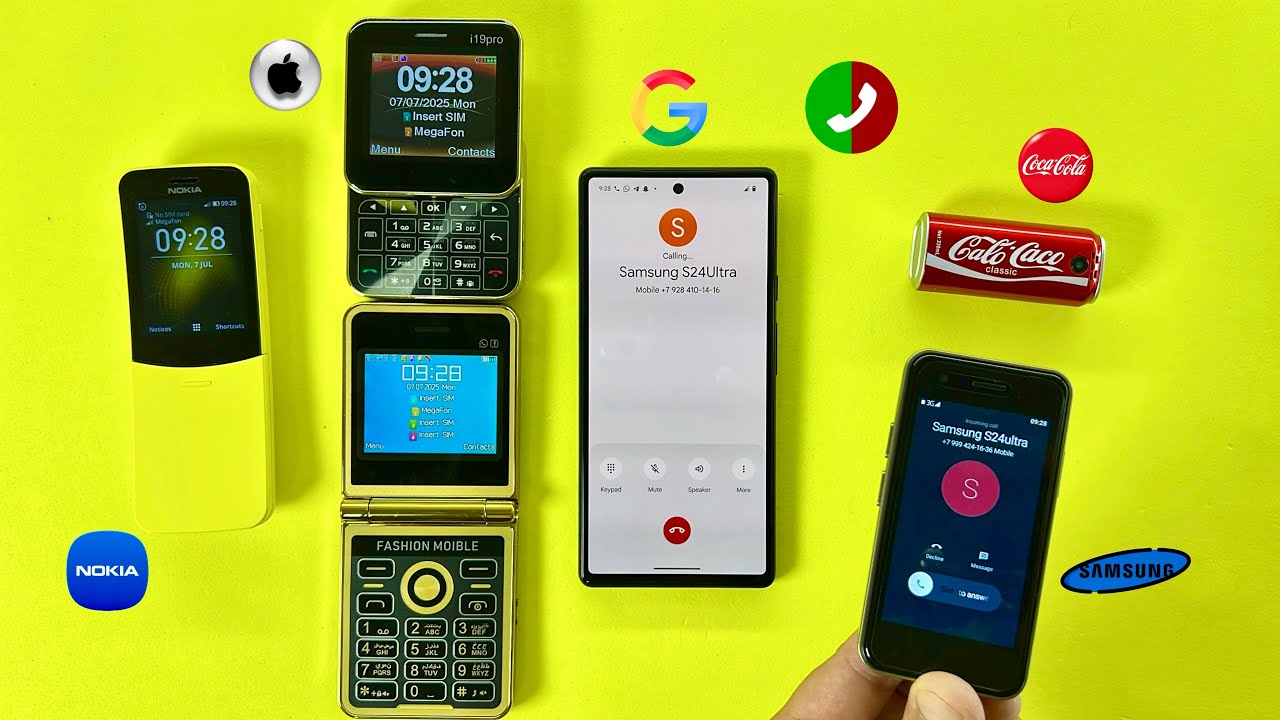 Google Pixel 6 Calling Samsung S24Ultra + Nokia 8110+CoCaCoLa+i19pro & Fashion Mobile, Incoming Call