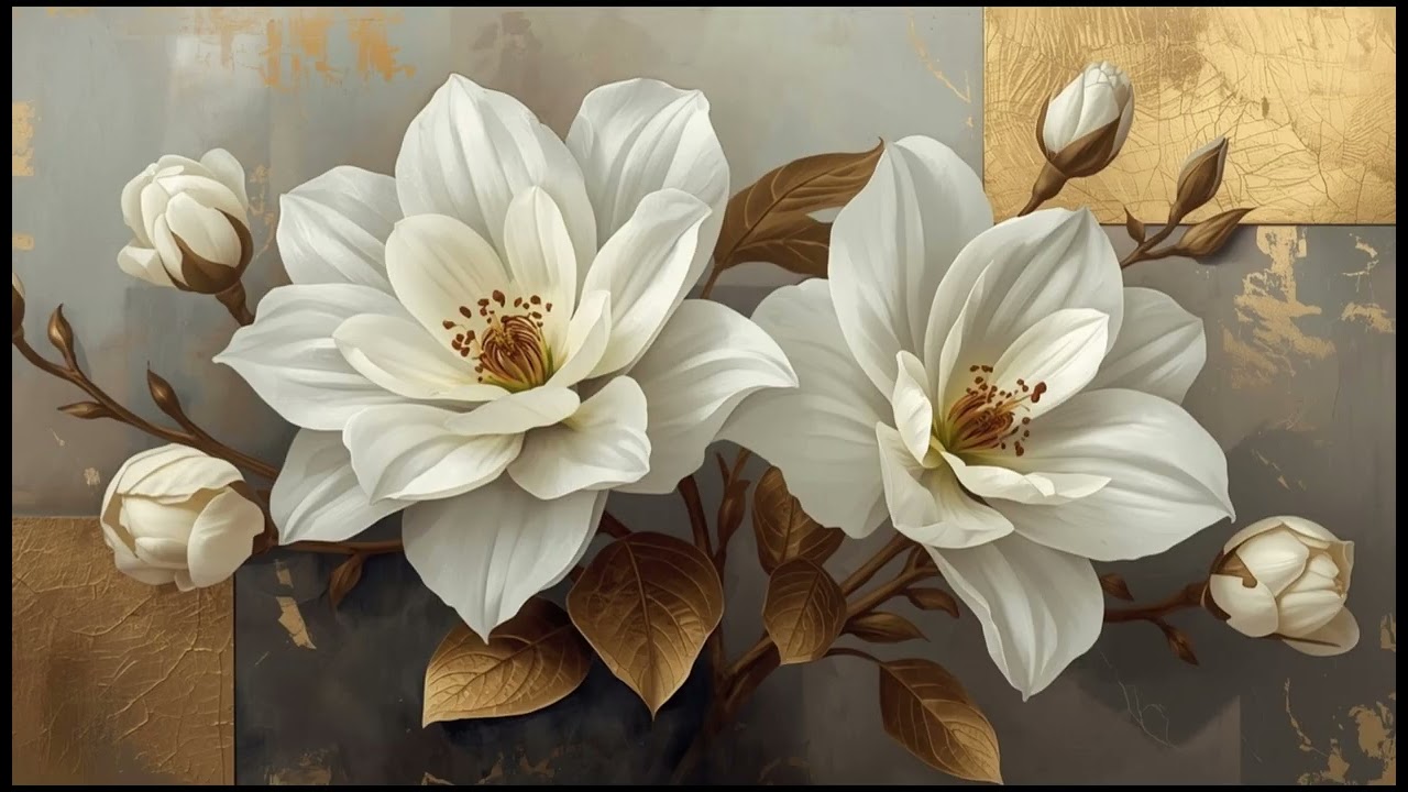 Vintage Floral Art for TV | White Magnolia - 5 Hours | Elegant Classic Wall Art | No Music