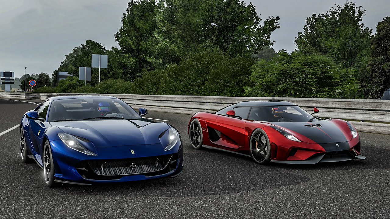 Forza 7 Drag race: Koenigsegg Regera vs Ferrari 812 Superfast (1200hp)