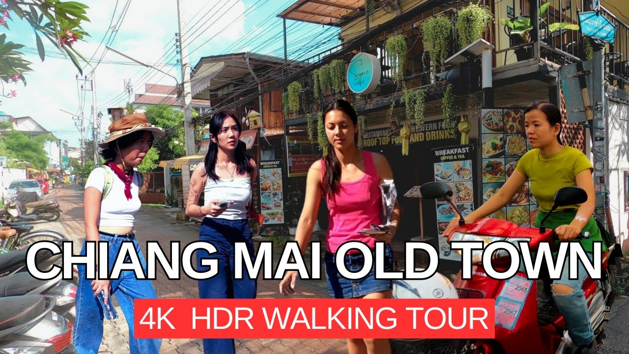 Chiang Mai Old Town Walk - 4K Daytime Walk Around The Sois, Local Markets and Restaurants.