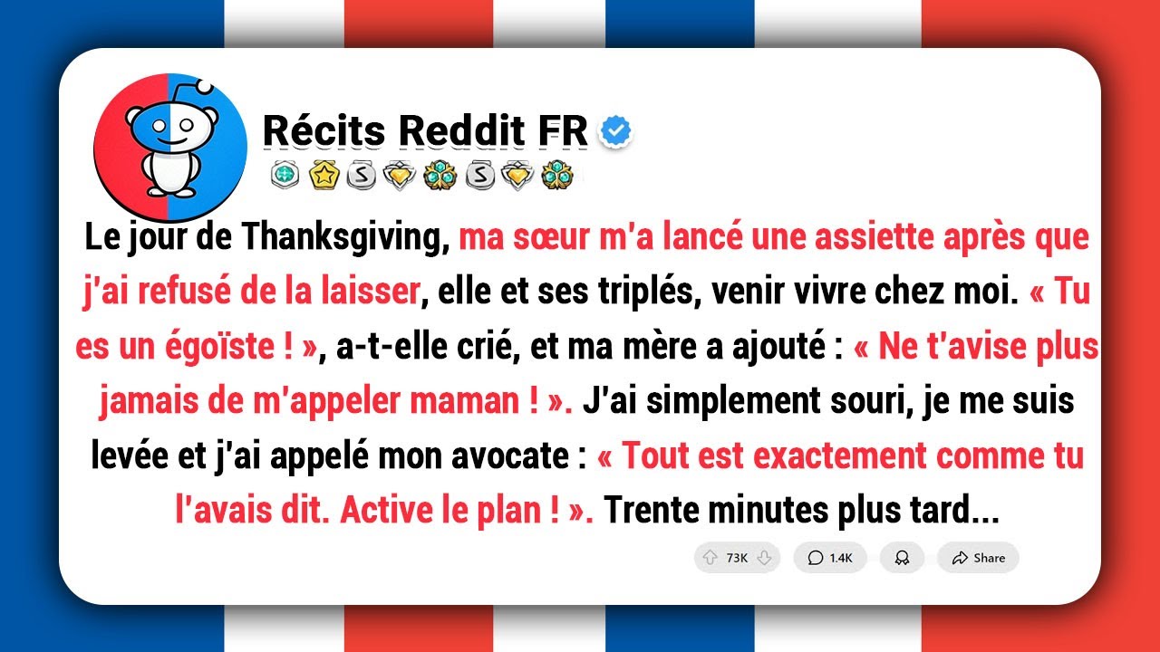 Le jour de Thanksgiving, ma sœur m’a jeté une assiette après que j’ai refusé de laisser que…