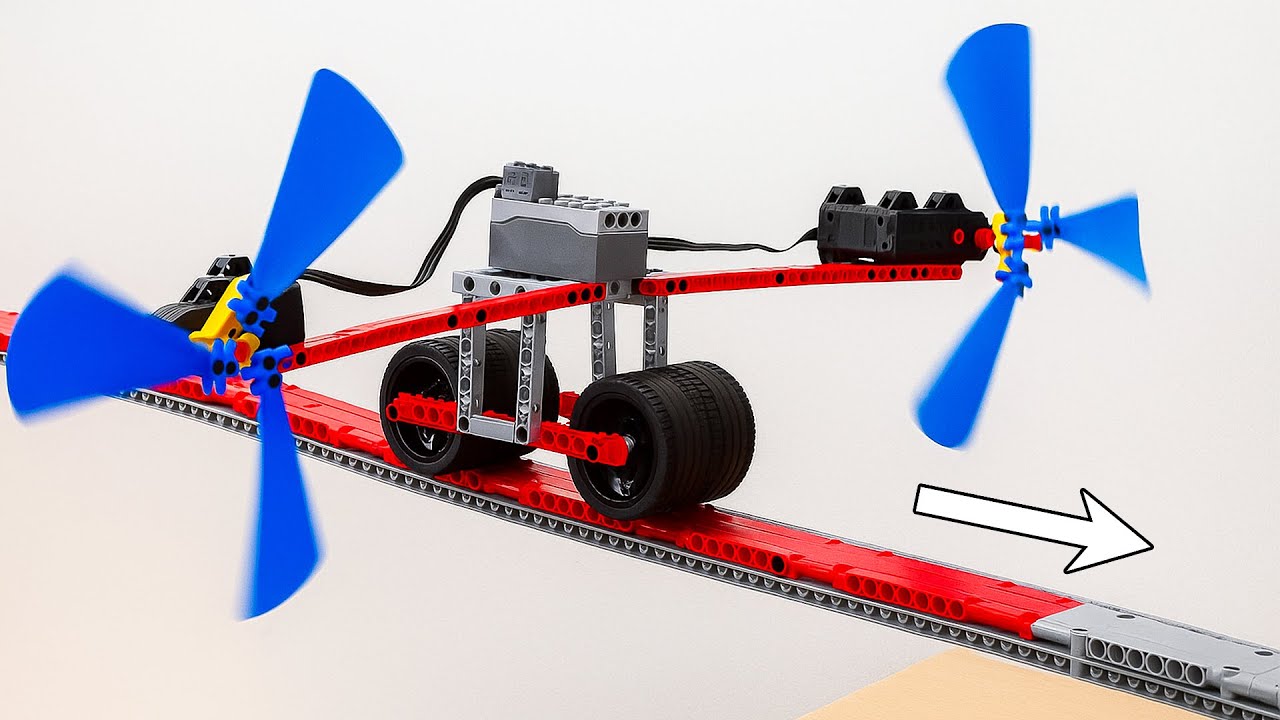 Twin-Propeller LEGO Car CROSS Narrow Hanging Bridge | Smart Lego