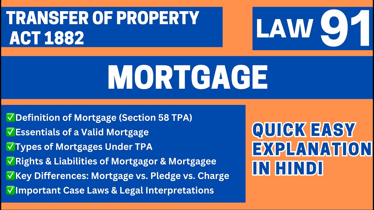 Mortgage Under Transfer of Property Act (Section 58) | Easiest Explanation | CCSU LLB| Exam Special