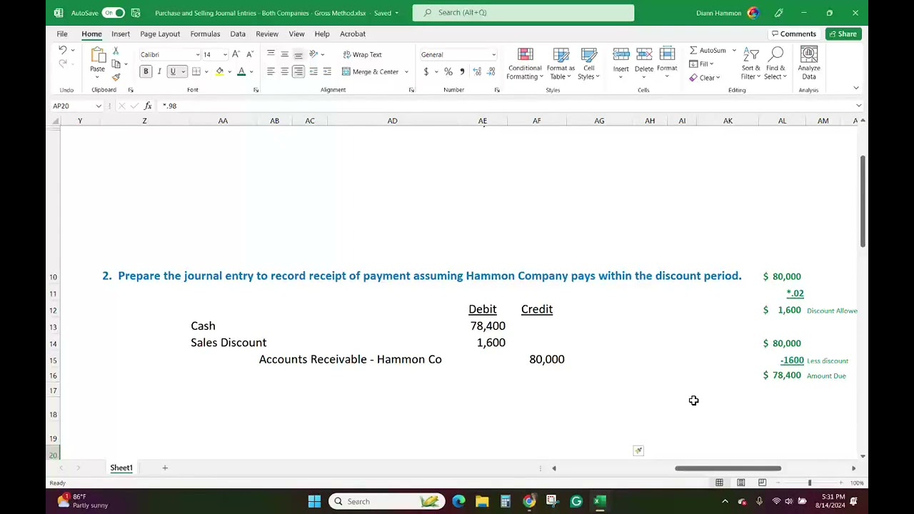 Sales Transactions   Gross Method