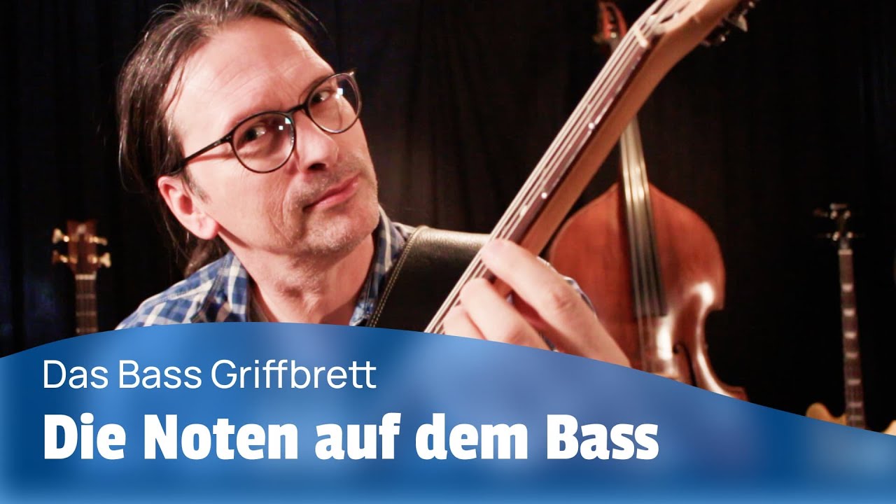 Noten auf dem Bass Griffbrett lernen für Anfänger.