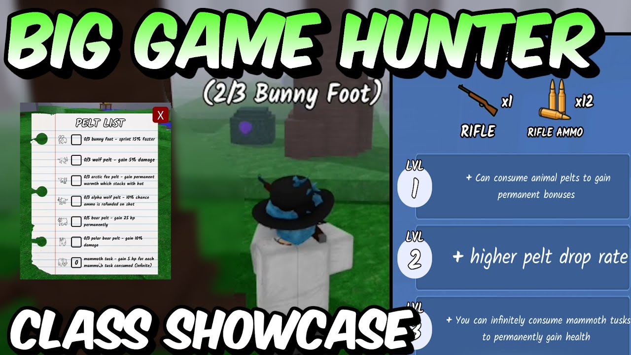NEW Big Game Hunter Class FULL SHOWCASE! | 99 Nights Big Game Hunter Full Showcase & Review