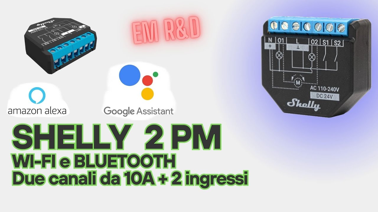 Shelly PLUS 2 PM periferica WI-FI o Bluetooth domotica di casa con APP SHELLY, Alexa e Google Home.