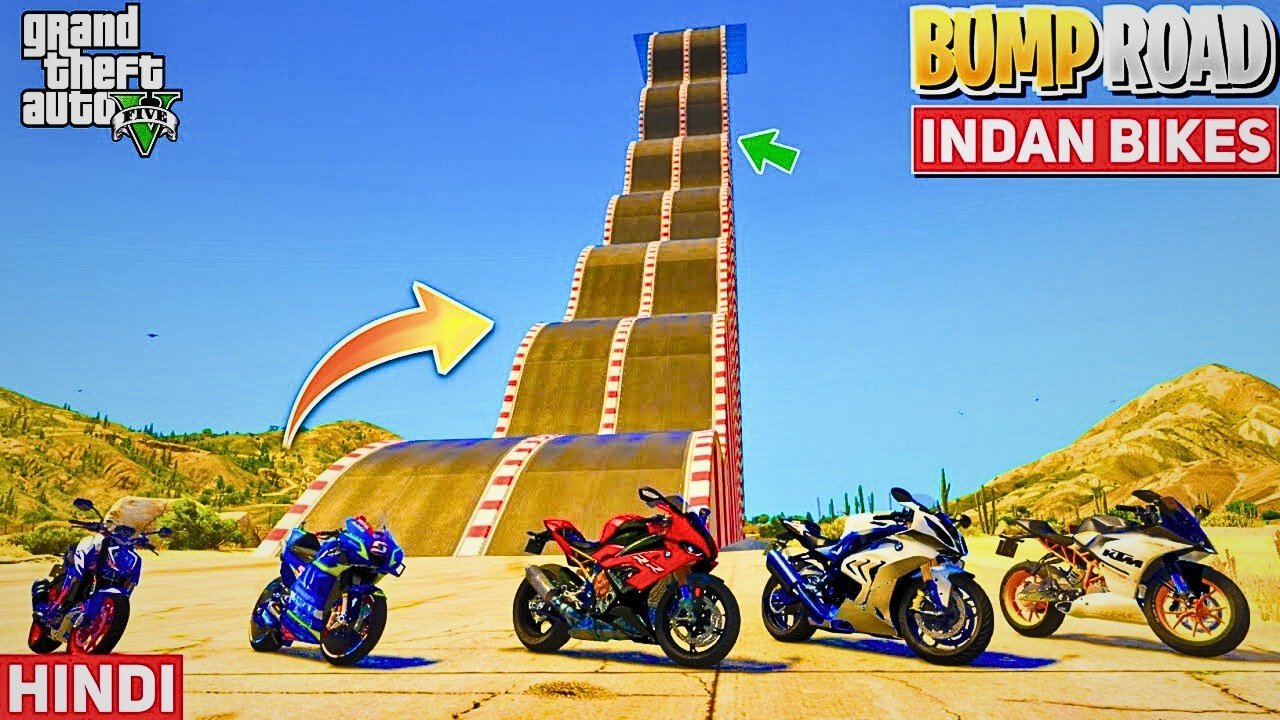 GTA 5 | INDIAN BIKES VS BIG SPEED BUMPS CLIMB CHALLENGE in GTA 5 | HINDI