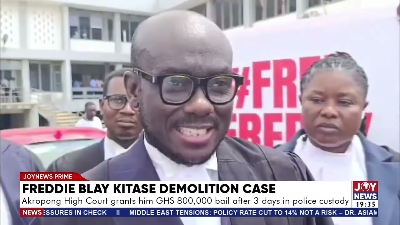 Akropong High Court grants him GHS 800,000 bail after 3 days in police custody.