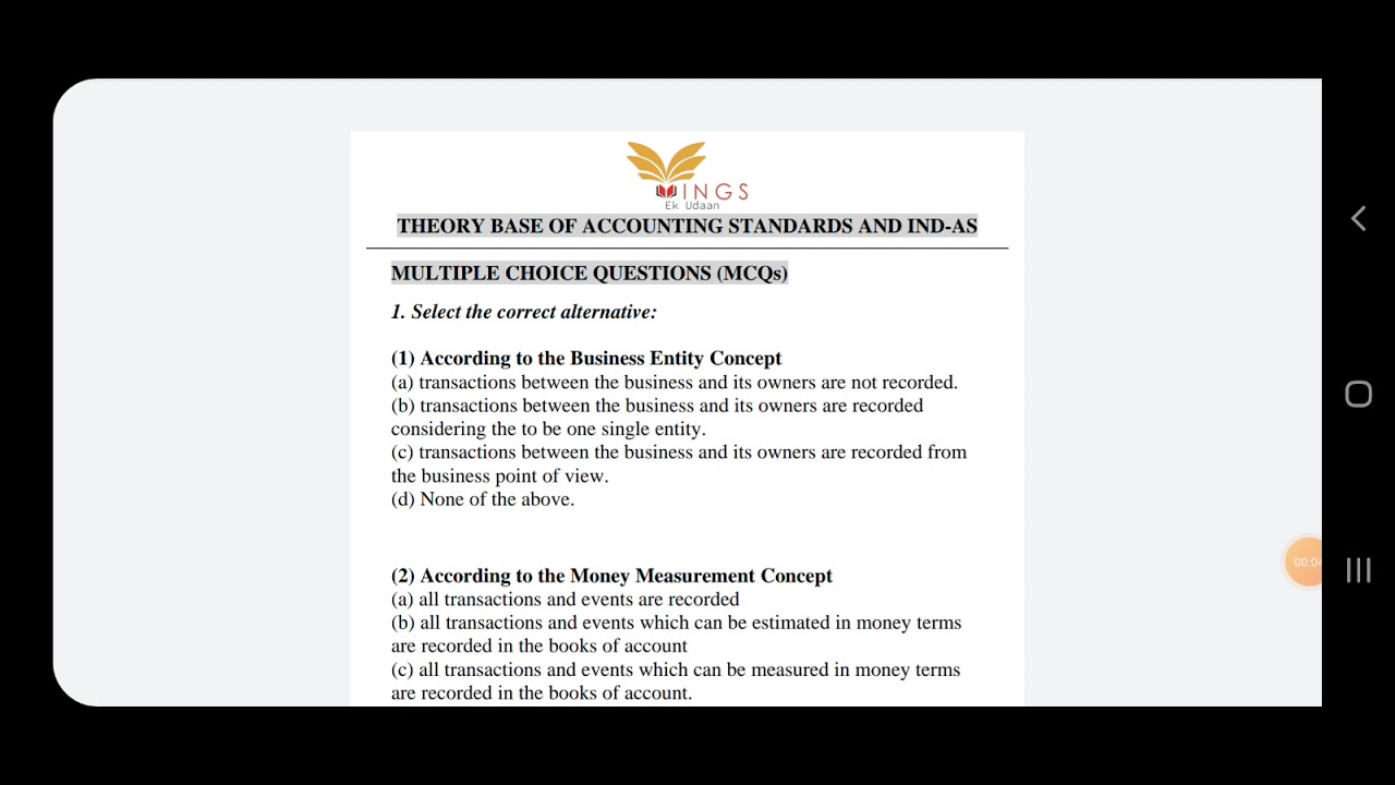 L 2 || MCQ|| Accounting Principles and Concepts|| Jkssb|| FAA || Accountancy