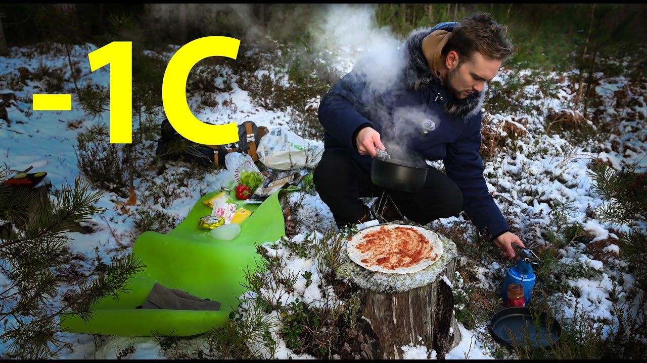 Winter Forest Feast - Cooking a Burrito in the Snow