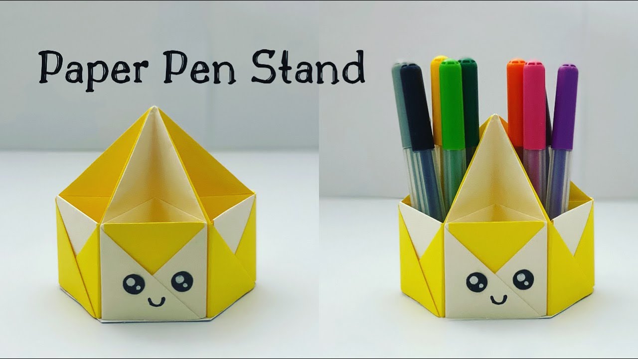 How To Make Paper Pen Stand / Origami Pen Holder / Paper Crafts For School / Paper Craft