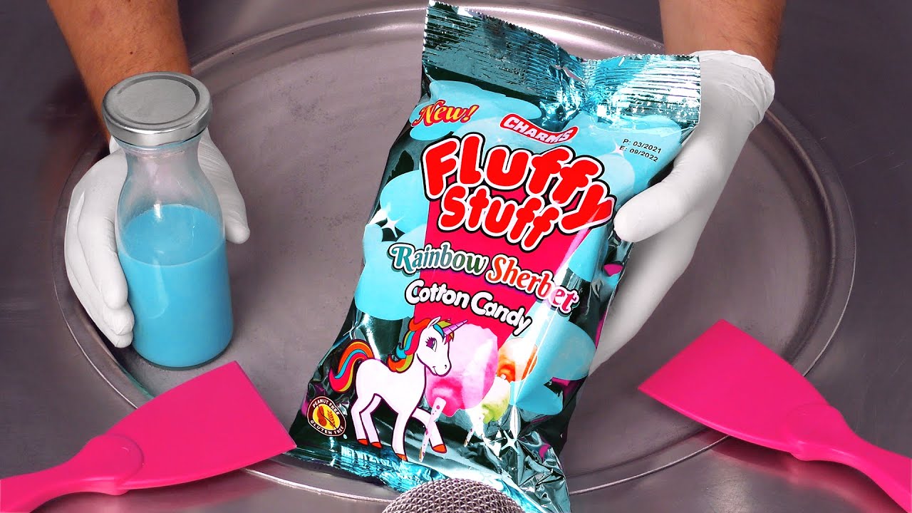 Fluffy Stuff | Cotton Candy Ice Cream Rolls - ASMR