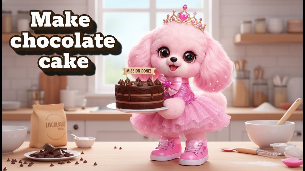 MIMI BABY PUPPY | buying cacao & making chocolate cake 🍫