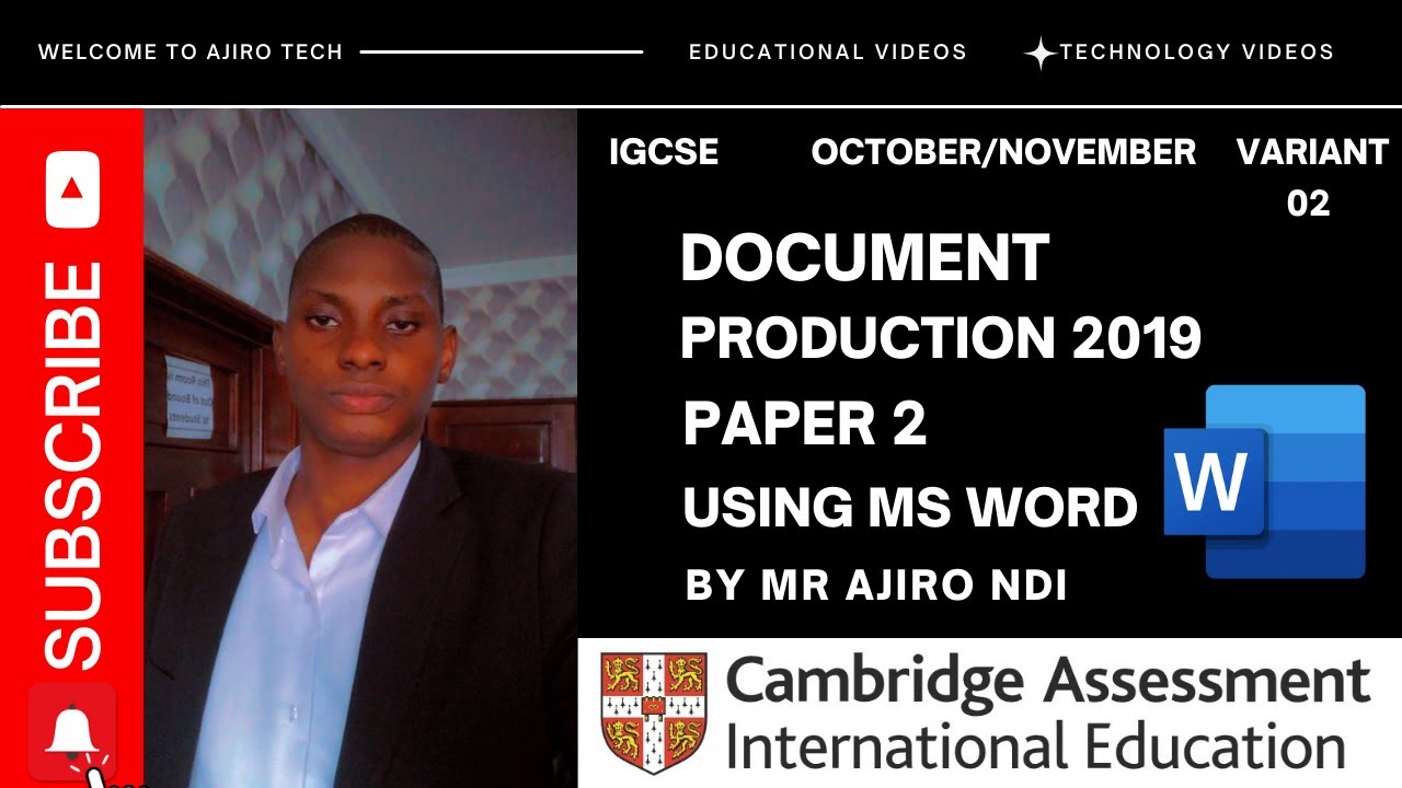 IGCSE ICT (0417/0983) Paper 2 Document Production October November 2019 Variant 02 | Microsoft Word