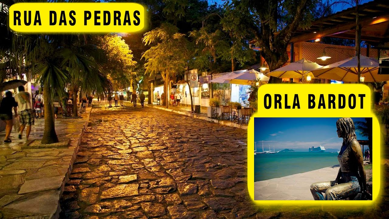 Como é a RUA DAS PEDRAS e a ORLA BARDOT em Búzios?