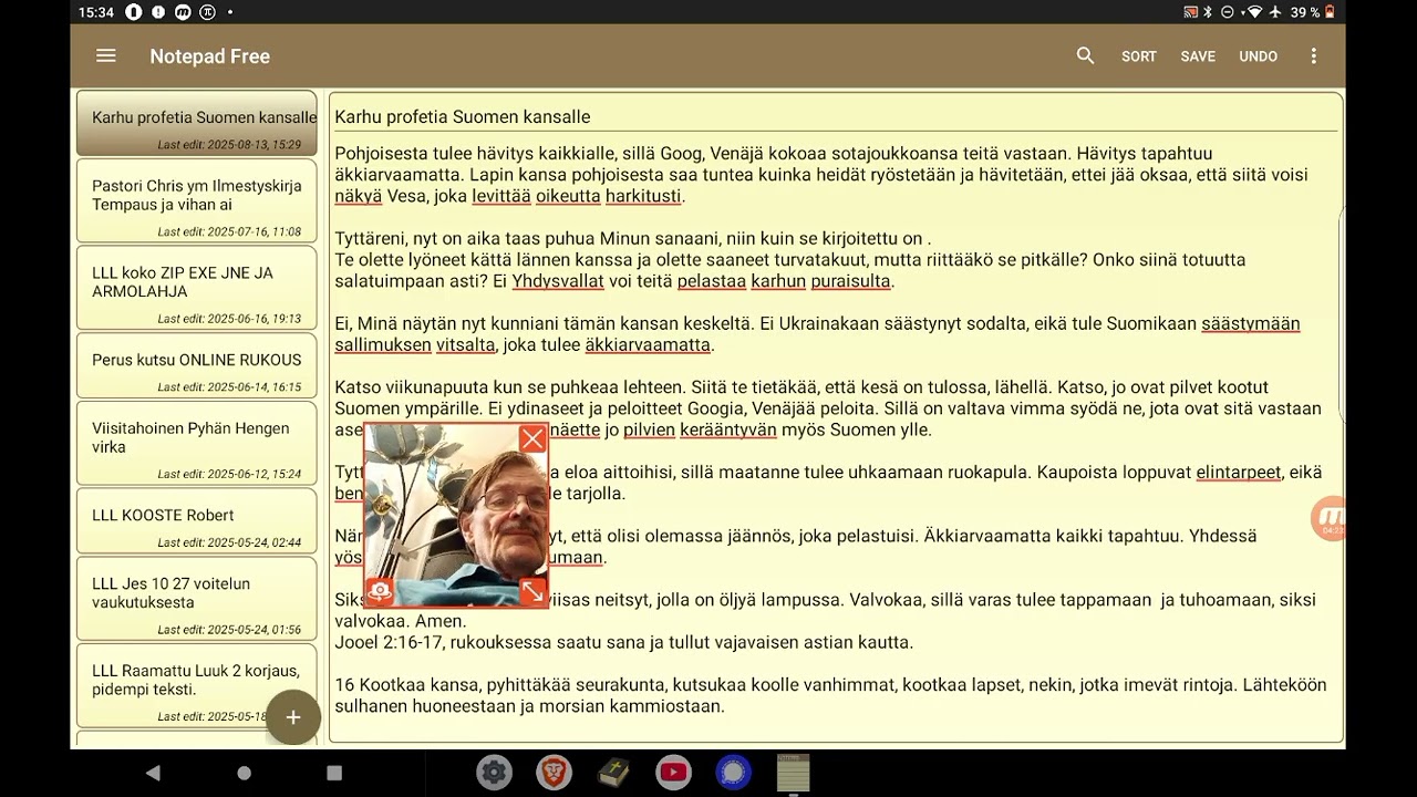 Vakava profetia Suomelle, Elokuun 11, 2025. Video 7 minuuttia.