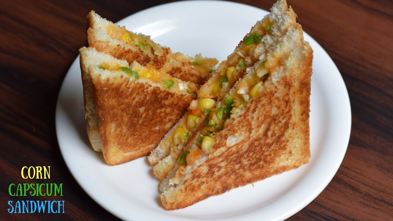 Super Easy Cheesy Corn Capsicum Sandwich | Corn sandwich | Capsicum Sandwich | Flavours Of Food