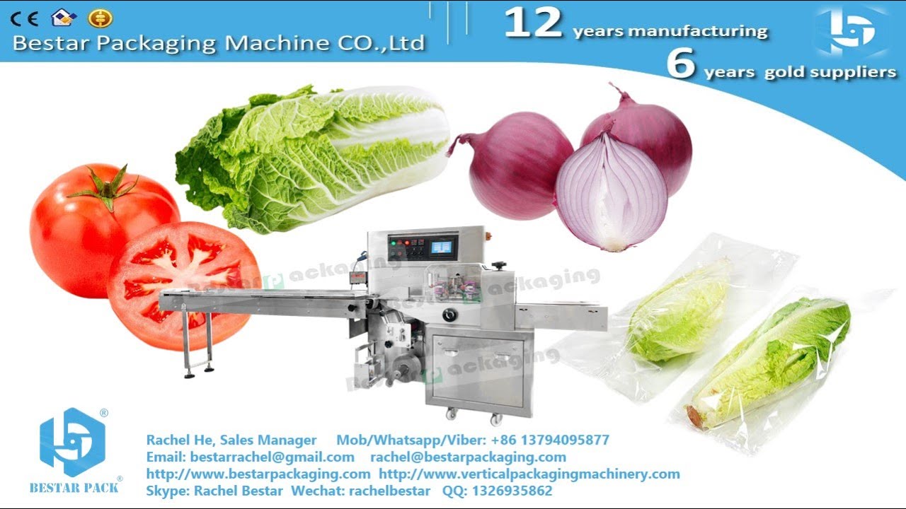 Automatic horizontal flow packing machine for vegetables