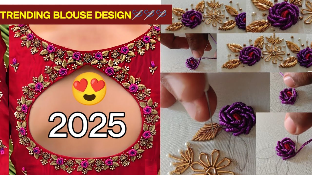 MAGGAM WORK TRENDING DESIGN BLOUSE HOW TO STITCH 🪡🪡🪡