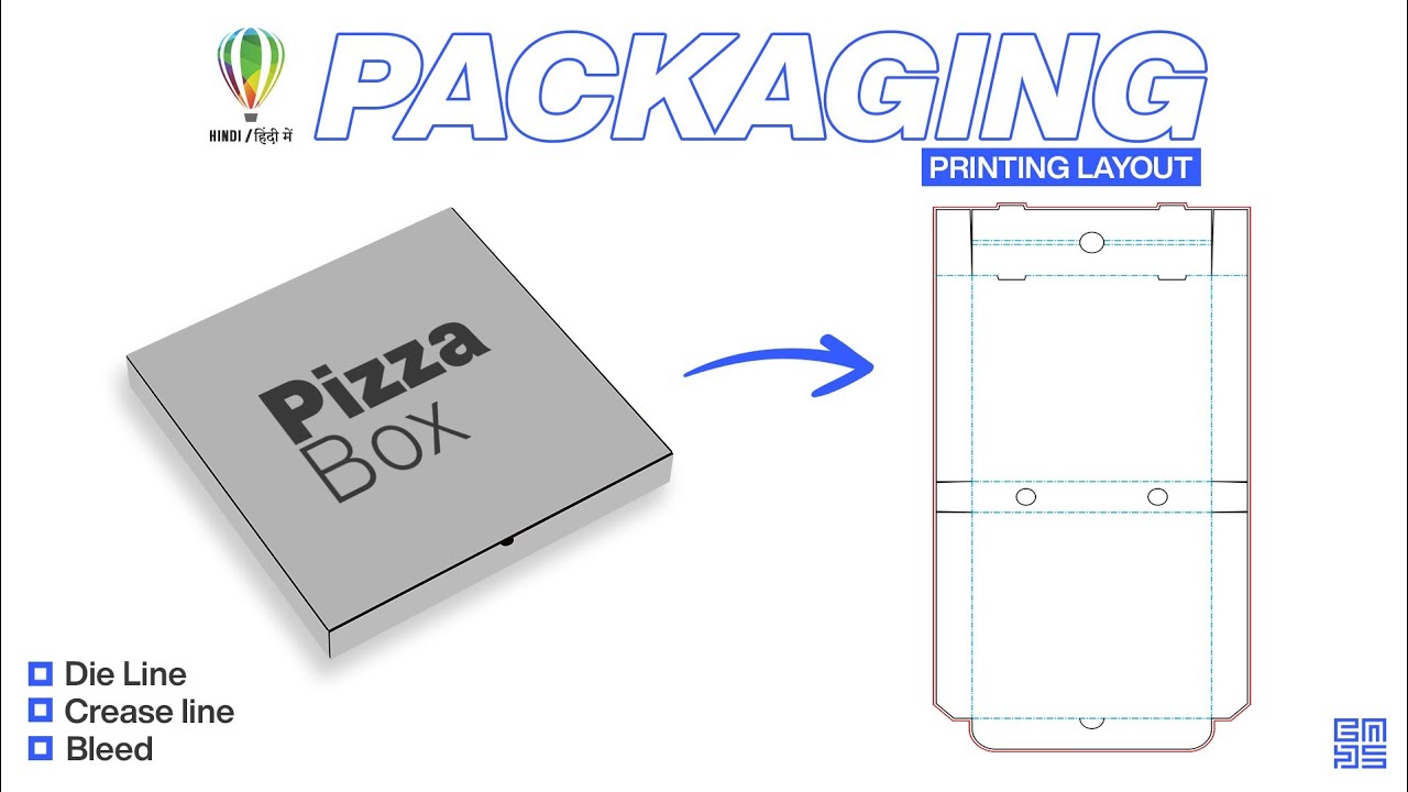 Pizza Box Packaging | Printing Layout in Coreldraw HINDI / हिंदी में