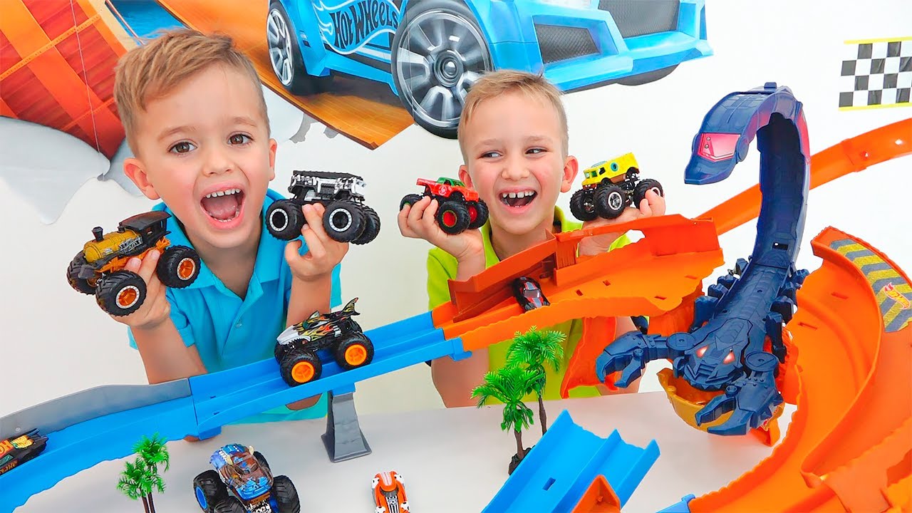 Влад и Ники коллекционируют игрушечные машинки | Монстр-траки Hot Wheels