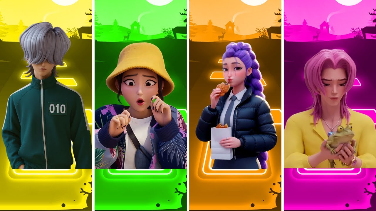 🎶 Mystery 🆚 Zoey 🆚 Rumi 🆚 Romance | Kpop Demon hunters Tiles Hop EDM Rush