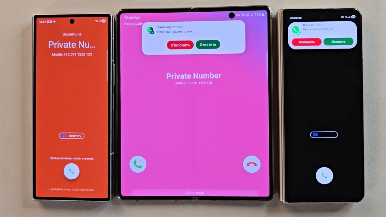 Triple Incoming call with Three phone Samsung Galaxy ZFold6 Samsung ZFold 4 Samsung ZFold 2