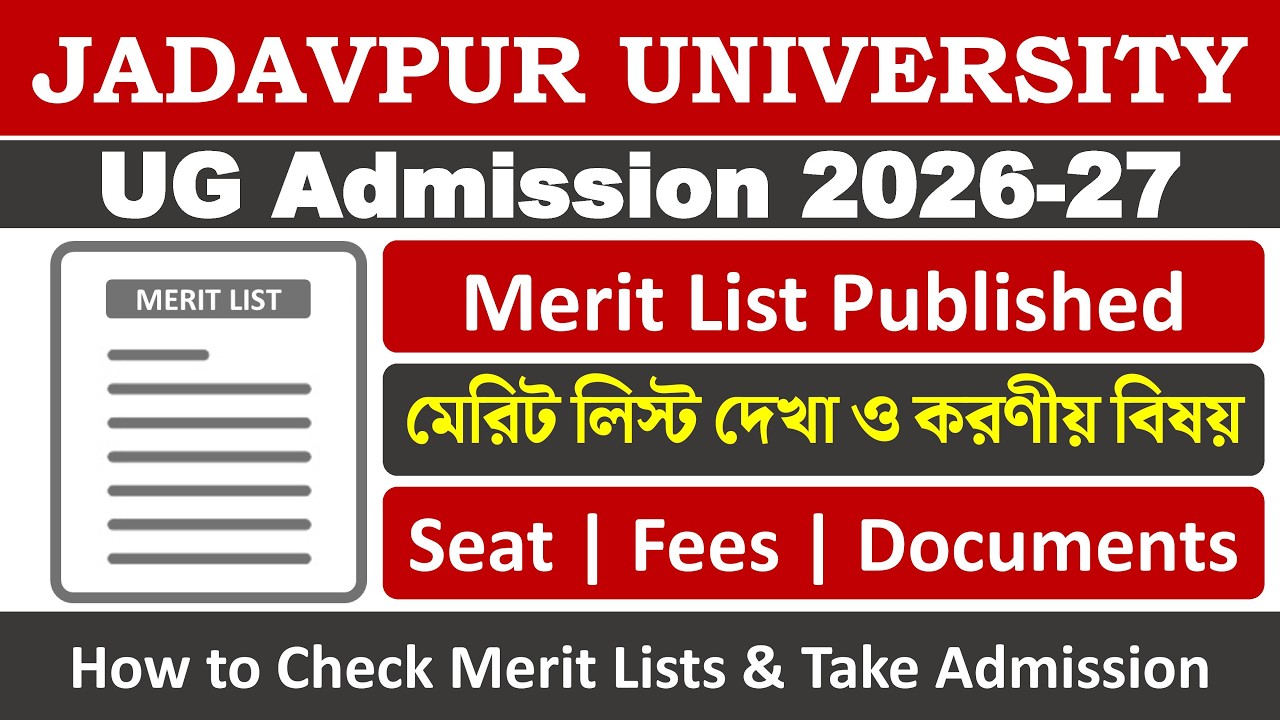 Jadavpur University UG Admission 2026-27: BA/B.Sc Merit List, Counselling & Take Admission