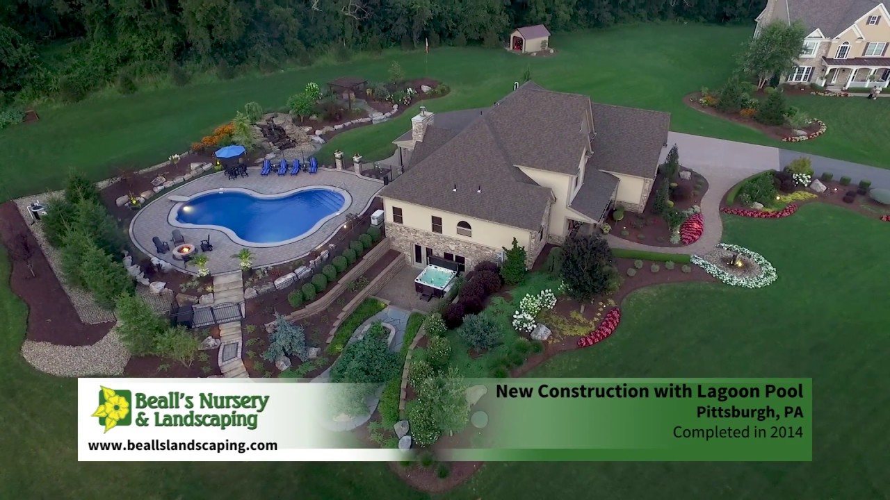 New Construction Landscape Design with Lagoon Pool
