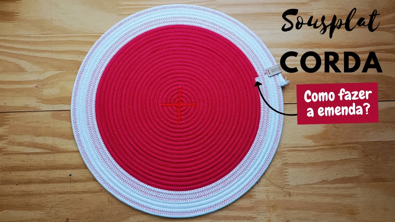 Como fazer SOUSPLAT de cordão com 2 cores - RÁPIDO e FÁCIL - Com a emenda PERFEITA - Novelo Rosa