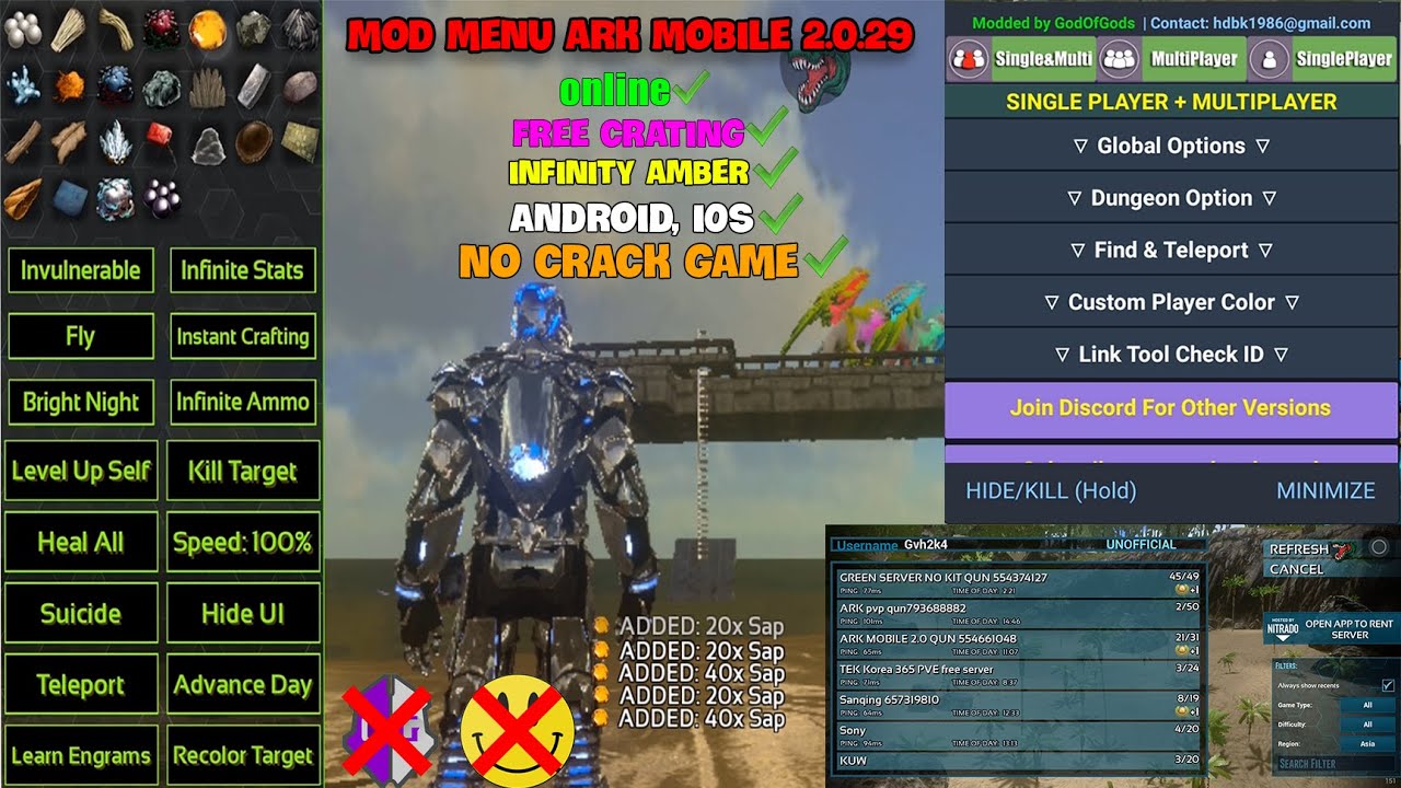 Cách Mod menu ARK mobile 2.0.29 Cực Dễ Dàng | ANDROID,iOS