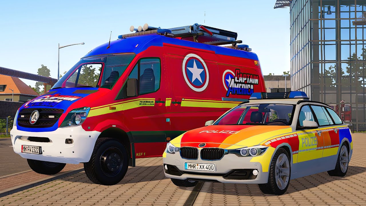 Captain America Emergency Call 112 - Swiss Fire Chief, Firefighters Responders on Duty! 4K