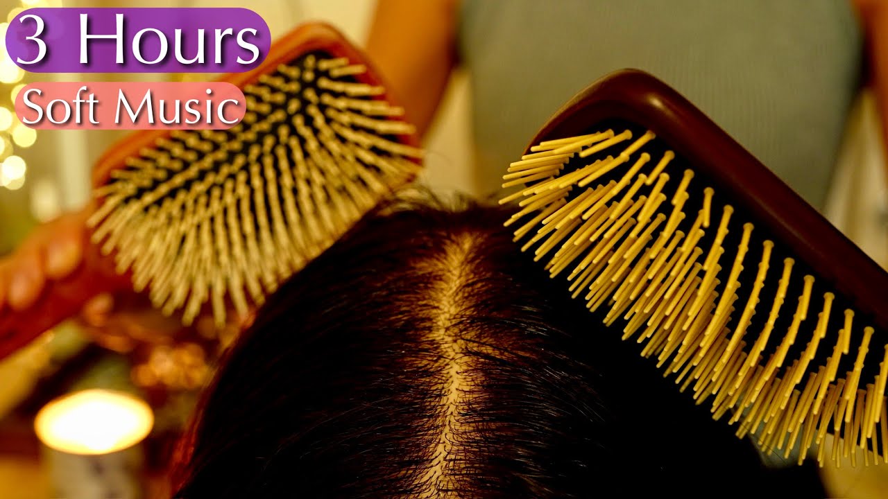 💜ASMR Hair Brushing with Soft Music💜Dreamy Night Routine🌙 No Talking