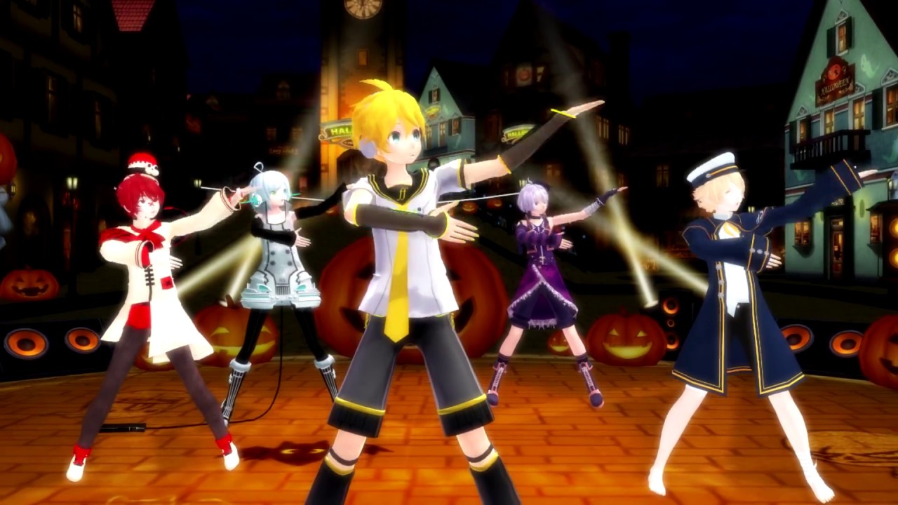 【MMD】Happy Halloween - Len Kagamine, Piko utatane, V Flower , Oliver, y Fukase (Vocaloid)