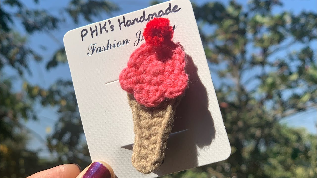 ice cream🍦🍦🍦ကလစ်ထိုးနည်း၄ How to Crochet Ice Cream Hair Clip