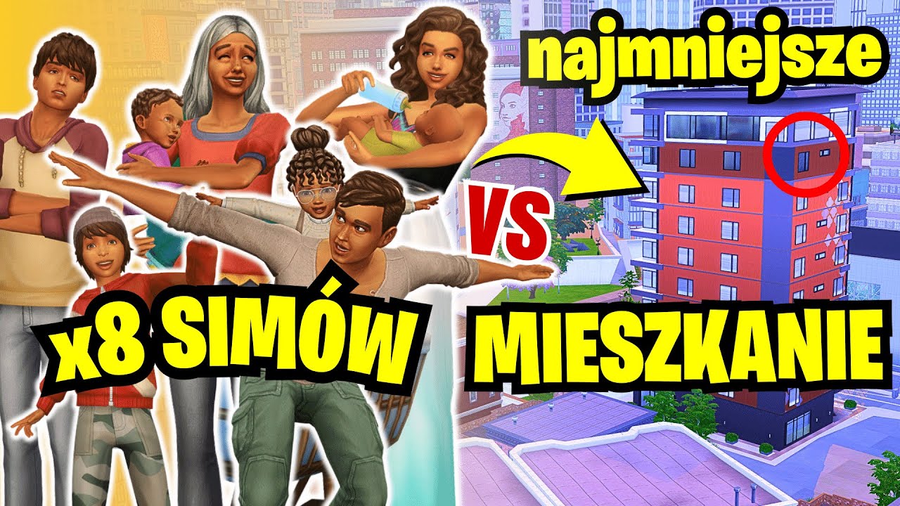 ↘ NAJMNIEJSZE MIESZKANIE ↙ dla 8 SIMÓW 👨‍👩‍👧‍👦 w każdym wieku! | The Sims 4 Challenge
