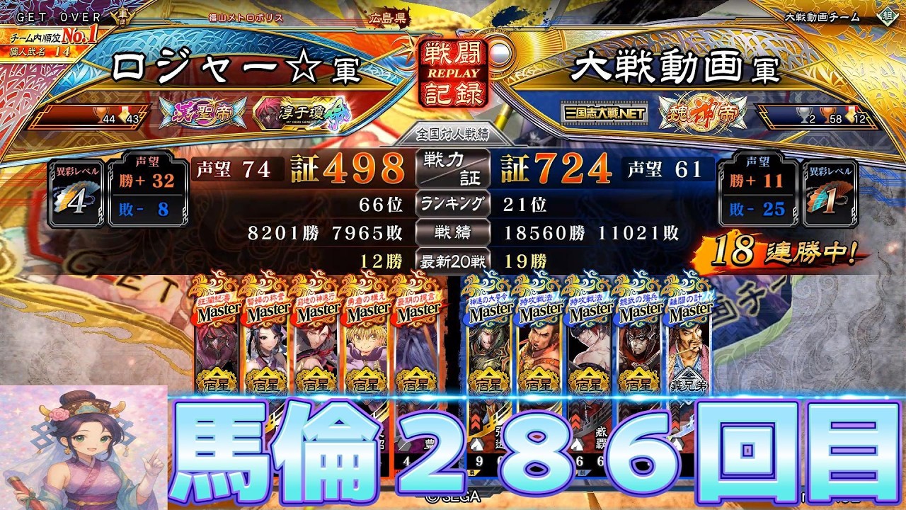 【三国志大戦】馬倫286回目勇者ニケｐｔ
