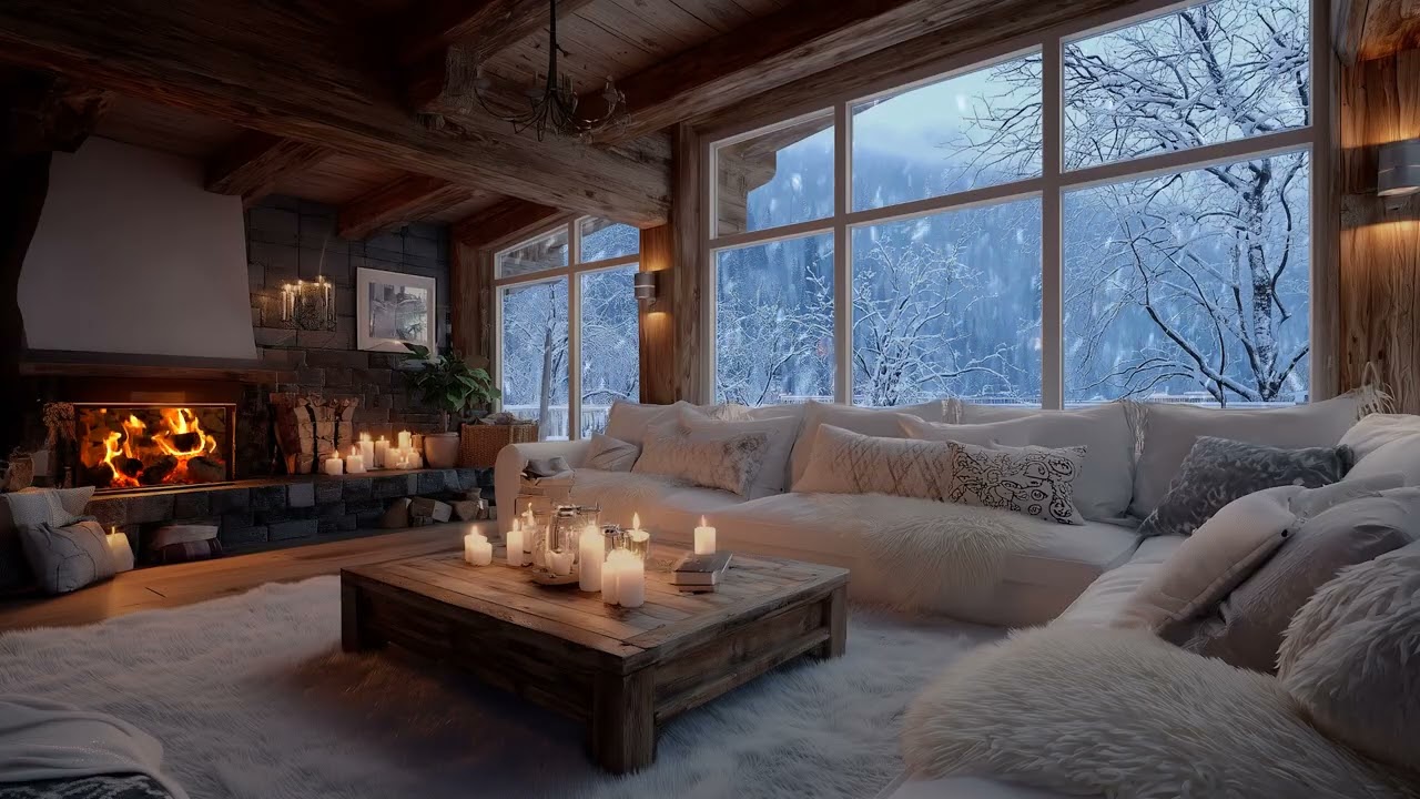 Soft White Lounge Piano | 2 Hours Cozy Fireplace & Candlelight | Relaxing Sleep Study Music