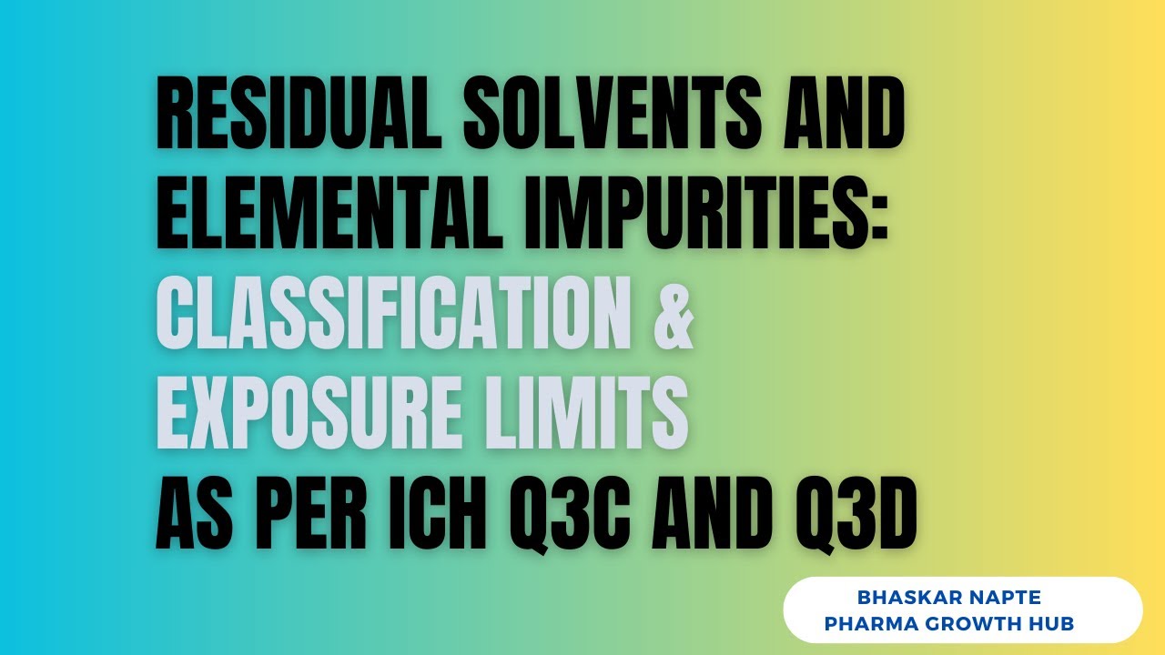 Residual Solvents and Elemental Impurities: Classification & Exposure Limits as per ICH Q3C AND Q3D
