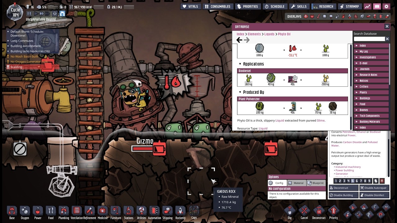 E21 Building stuff. Oxygen Not Included