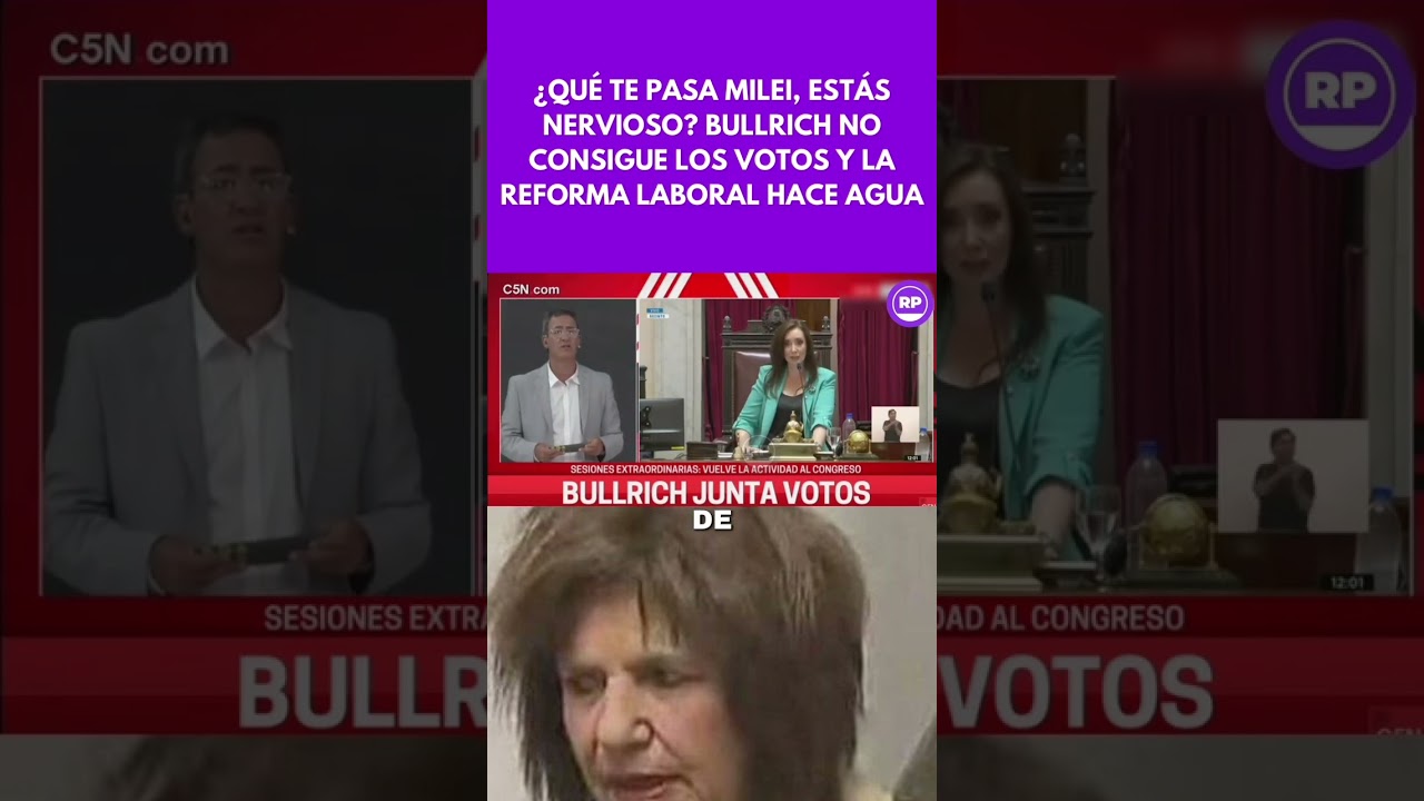 &iquest;QU&Eacute; TE PASA MILEI, EST&Aacute;S NERVIOSO? BULLRICH NO CONSIGUE LOS VOTOS Y LA REFORMA LABORAL HACE AGUA