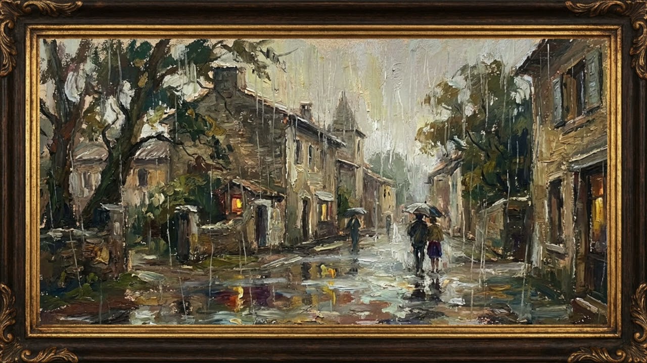 Cozy Countryside Village at Sunset | 4K Frame TV Art for Rustic Home Decor