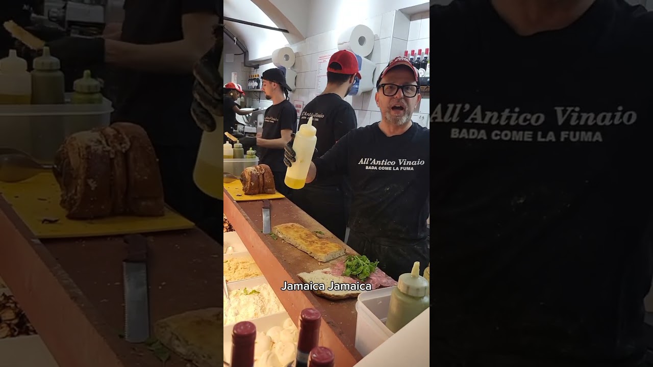 We tried the famous Osteria All Antico Vinaio in Florence Italy 🇮🇹  #viral #fypシ #Italy #ticktock 
